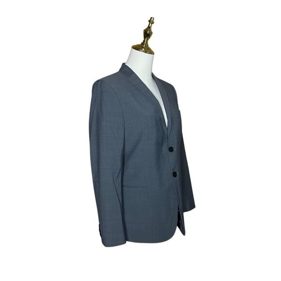 DKNY Gray Long Sleeve Skinny Fit Blazer Jacket Size 16R Wool Blend 2 Buttons - Picture 4 of 13